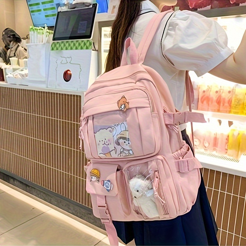

Casual Backpack, Solid Color Cute Girl Schoolbag, High School Student College Student Large Capacity Lightweight Backpack