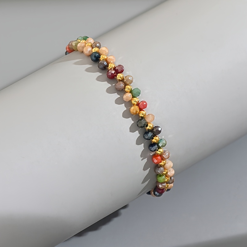 E-shop Böhmische gewebte elastische künstliche Kristallarmband für Damen (Perlenfarben variieren zufällig)