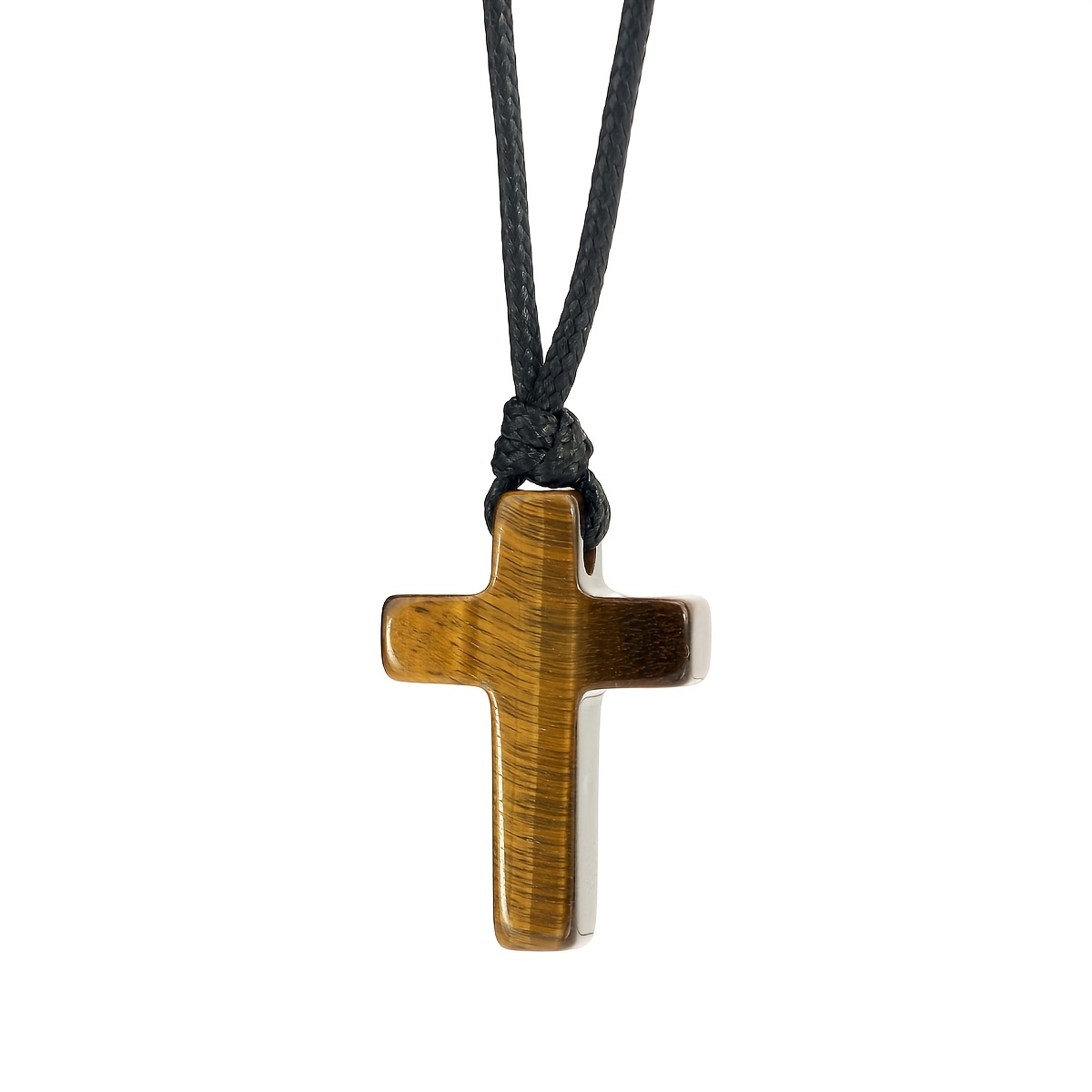 Image of 1pc/2pcs/5pcs Eye Cross Pendant Black Rope Braided Necklace, Vintage Minimalist Style, Suitable For Daily And Vacation Wear