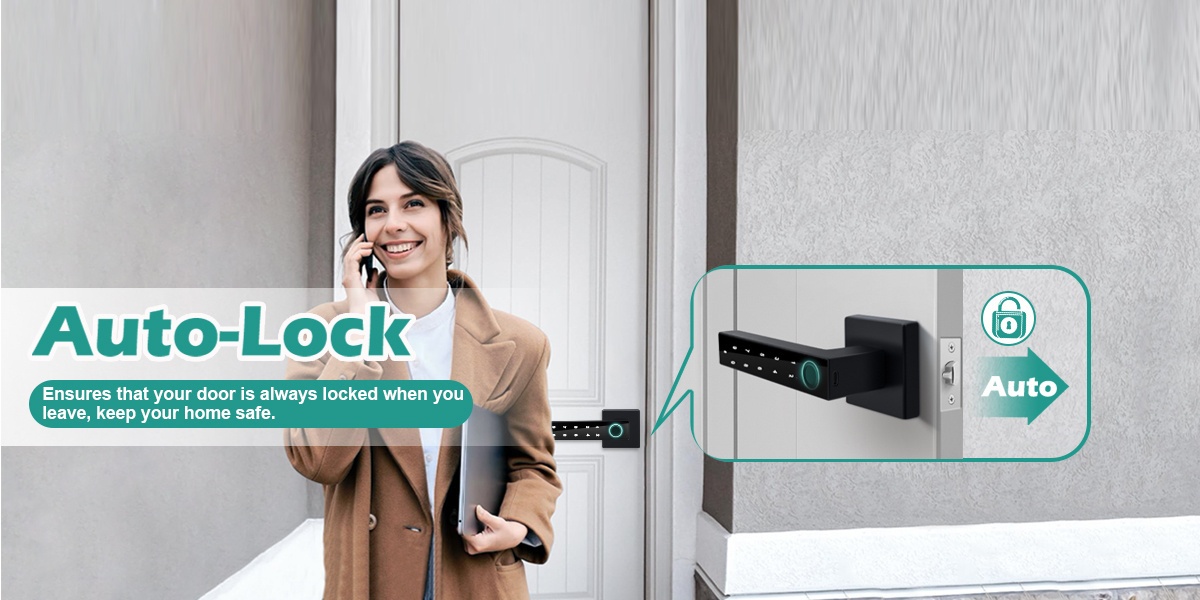 Cerradura Inteligente de Puerta con 1 Pin/Huella Digital/APP/Tarjeta IC/Control Remoto - Entrada Sin Llave Cerradura Electrónica con Alertas Similares a la Alarma Antirrobo, Apertura Forzosa y Respaldo, Bloqueo Intelligent para Hogar/Oficina/Hotel Compatible con Smartphones & Tarjetas (No Incluidos) Sistema Moderno de Seguridad con Escáner Dactilar, Control por App, Opciones Múltiples de Desbloqueo e Función de Desbloqueo Remoto, Manija Intelectual del Cerrojo Deportivo