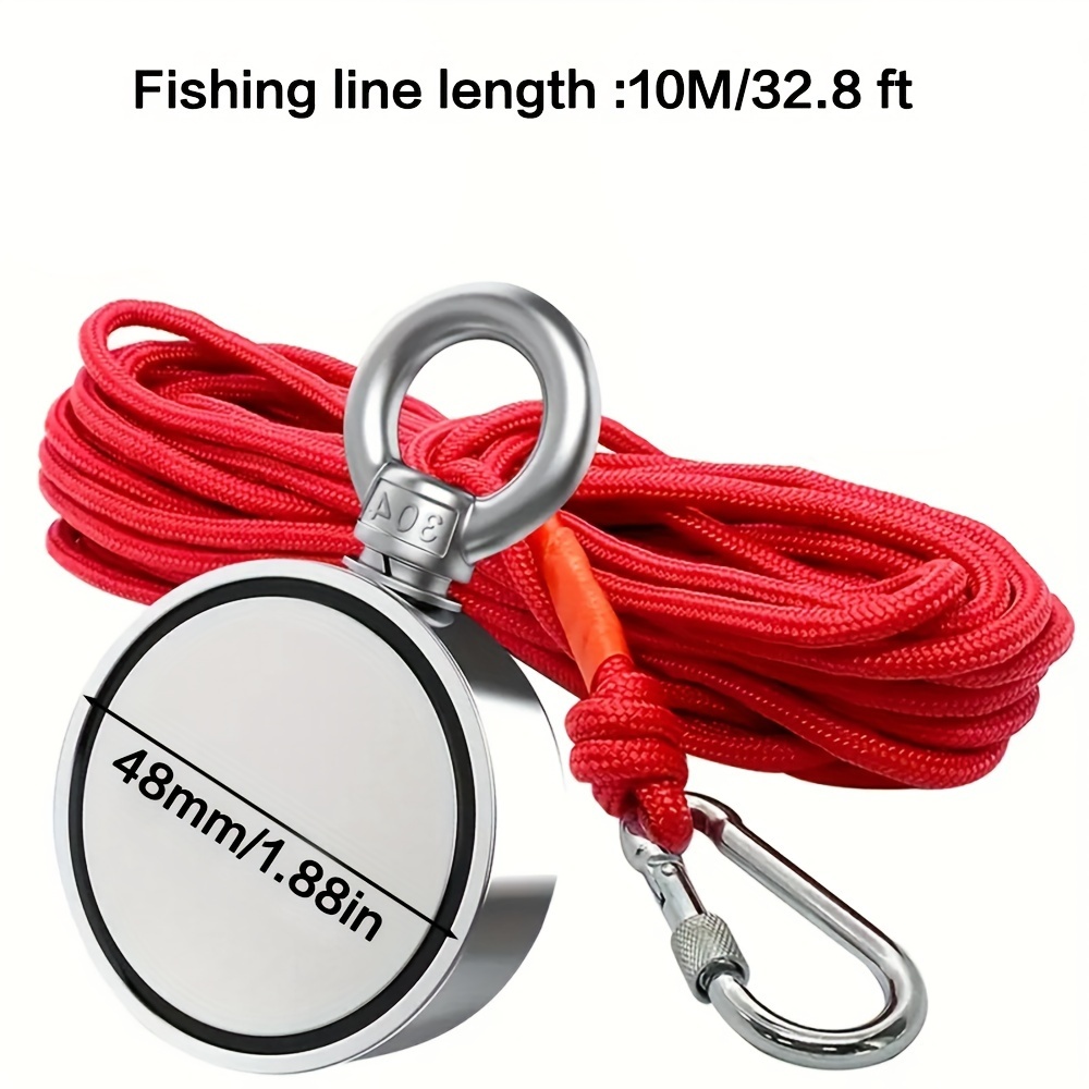 

1pc Strong Neodymium Fishing Magnet - Max300lbs - Retrieving In River And Magnetic Fishing - With Handle - Interesting Gifts For Magnet Fishing Enthusiasts And 10m/32.8ft Rope