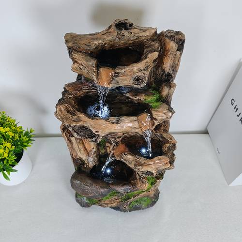 item picture 1pc resin material large tree stump and moss design floor fountain usb powered with power bank option soothing sound simulates suitable for parties holiday indoor outdoor event decor gift