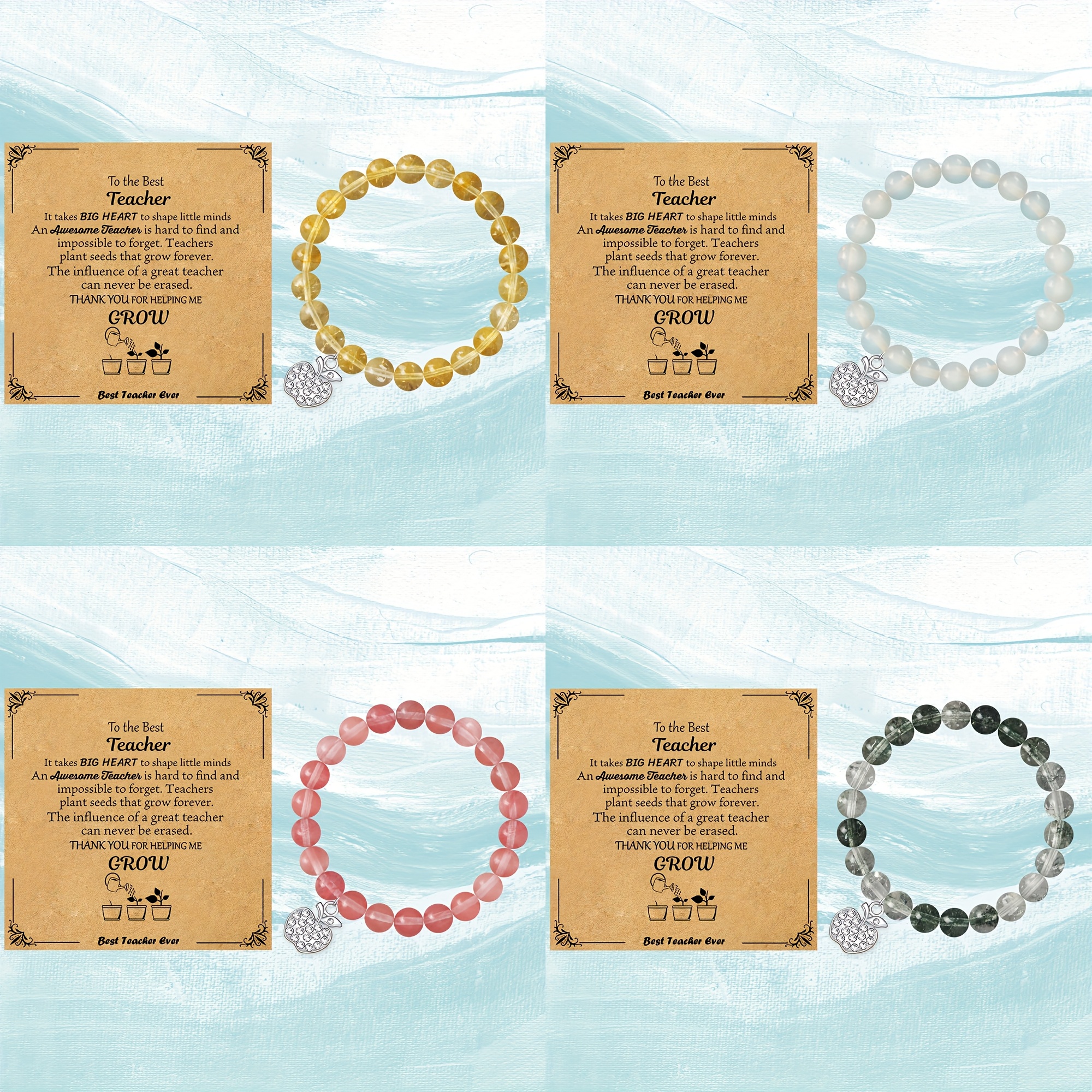 4pcs Minimalist PU Natural Stone Bracelet Set, Gift for Her