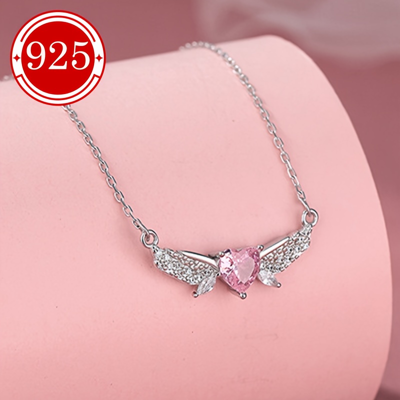 925 Silver Hypoallergenic Flying Heart Pendant Necklace