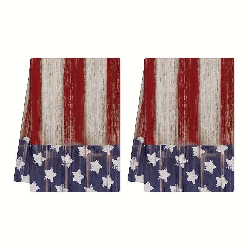 

2pcs Dishcloths, Patriotic Independence Day Dish Towels, Vintage 4th Of July American Flag Kitchen Cleaning Cloth, For Kitchen And Restaurant, Cleaning Supplies, Home Supplies