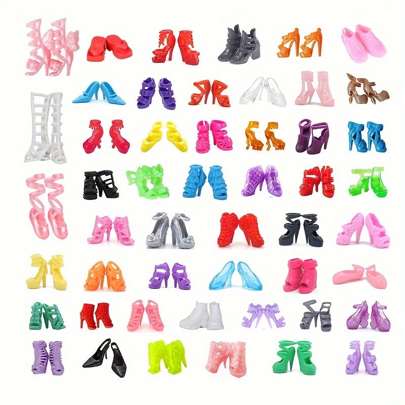 

50 Pairs Of Fashionable Doll Shoes: High Heels, Flats, Boots & More - Suitable For Dolls 11.5 Inches Tall - 3+ (set Of 50)