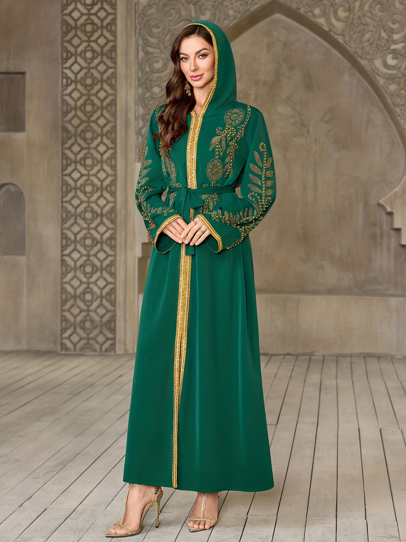 champagne gold mother of the bride dress Lara Dresses 29149 - Long Sleeve V-Neck Mother of the Bride Gown 18 / Champagne