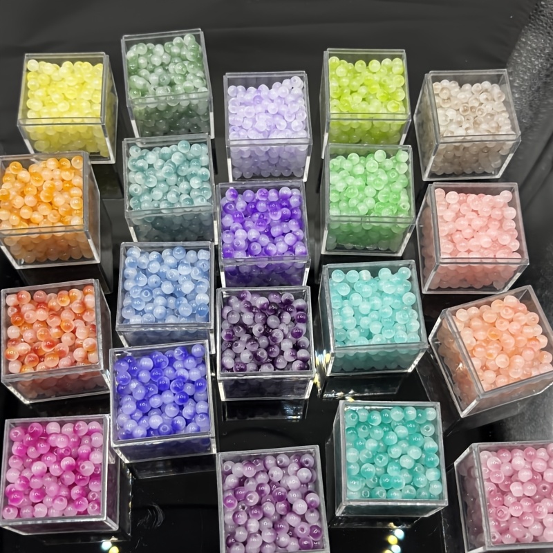 TEMU 960pcs 4mm Glass Beads For Bracelet Making - 20 Color Double-color Round Beads Suitable For Jewelry Crafting, Diy Bead Stringing, Bracelet &