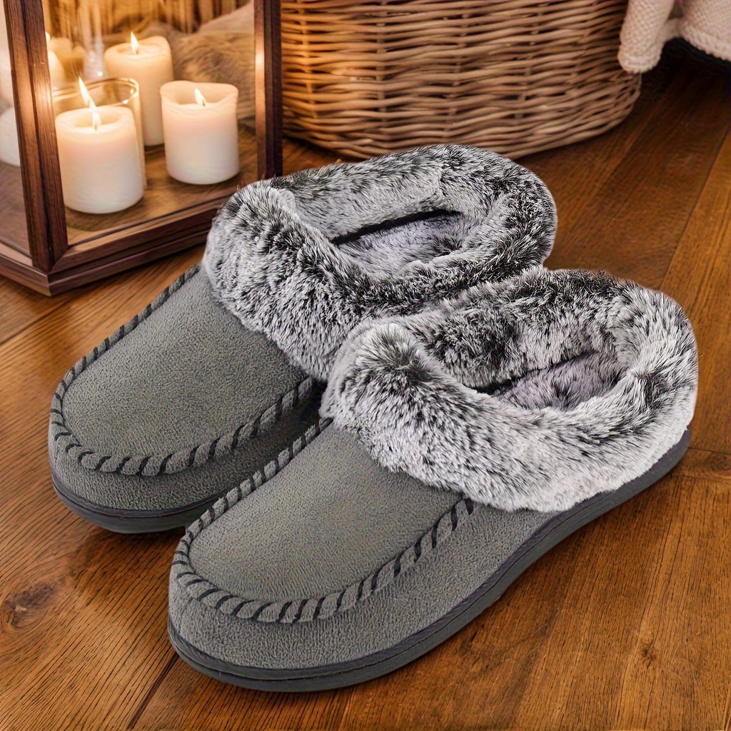 TEMU Women's Hard Shoes - Plush Faux Fur Lined Indoor/outdoor Slippers With Non-slip Base | For Home, Garden & Quick | Machine Washable Design, Women