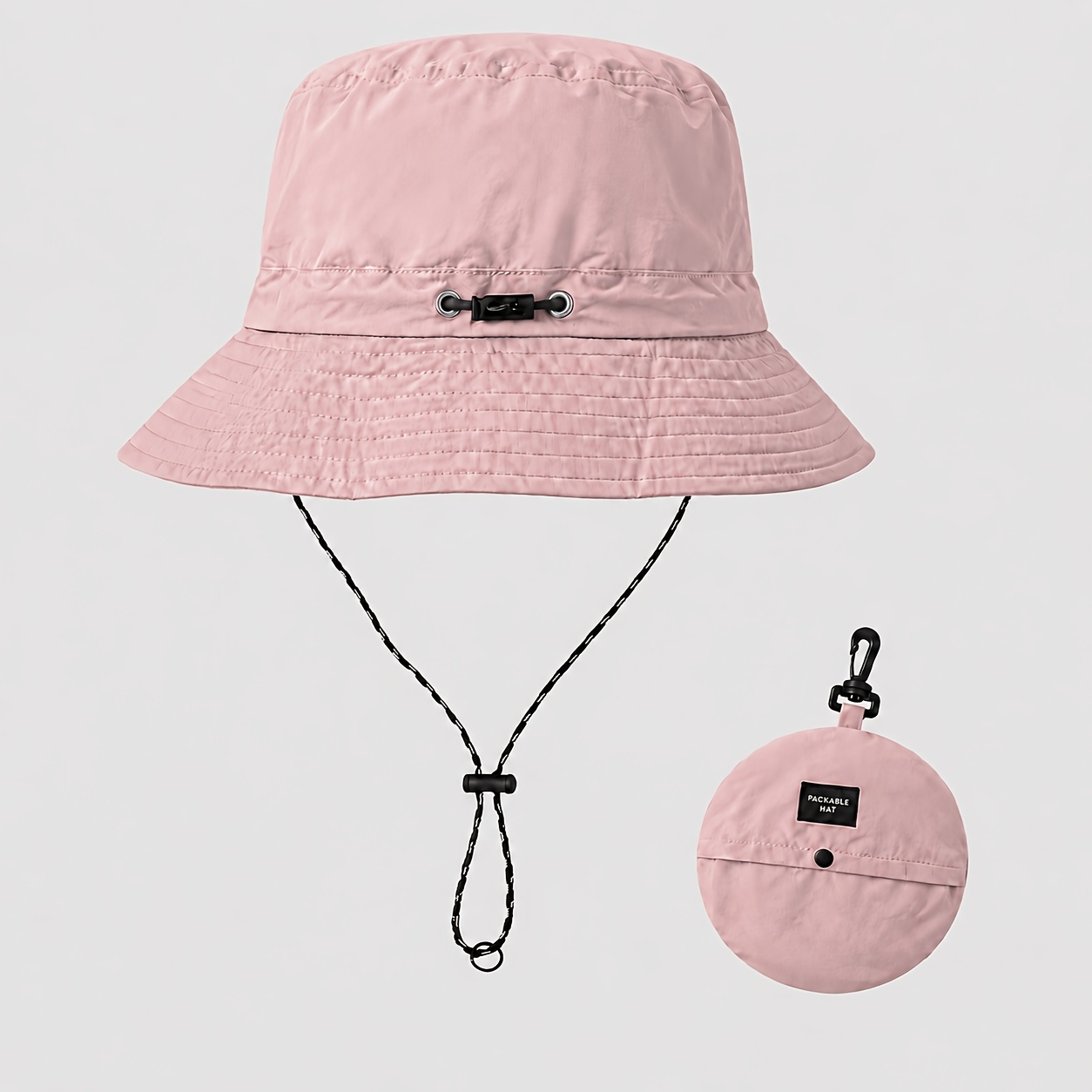 TEMU Portable Foldable Bucket Hat With Storage Pouch Lightweight Packable Sun Hat Outdoor Travel Fisherman Hat With Carabiner Clip