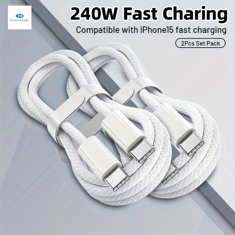 

2 Pcs 240w Usb C Cable Fast Charging Quick Charge Type C To Type C Cable Type C Charger Cable For Iphone 15 For Samsung