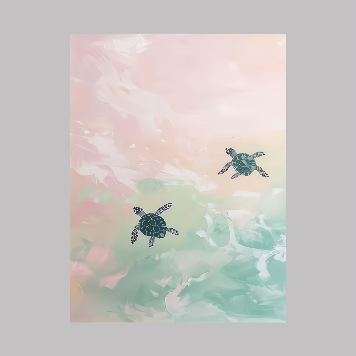E-shop 1 Stück Meeresschildkröten Schwimmendes Poster, Tropische Tierkunst Druck, Küstenhaus Deko, Pastell Sommer Wandbild, Farbenfroher Ozeanposter,