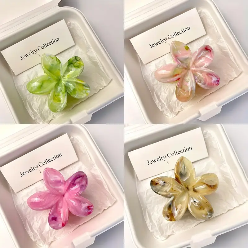 12pcs elegant floral hair clips for women marbled pastel flower hairpins plastic hair accessories for valentine s day gifts casual formal events 14 Product details 5