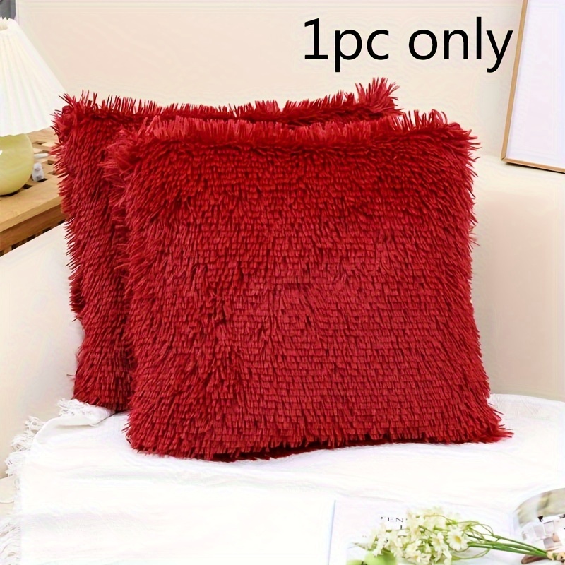 Pillow Cover Red Fluffy Cushions Pillow Fur Cover – Amazing Red