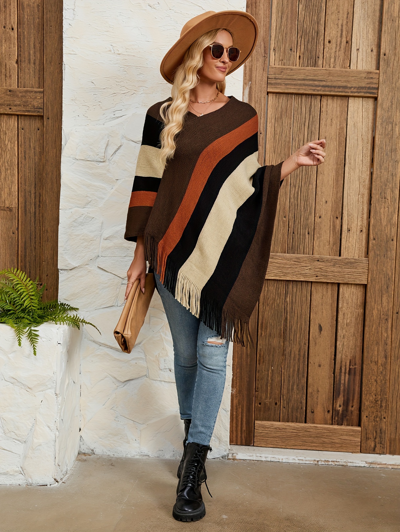 european american autumn winter striped color Temu Canada