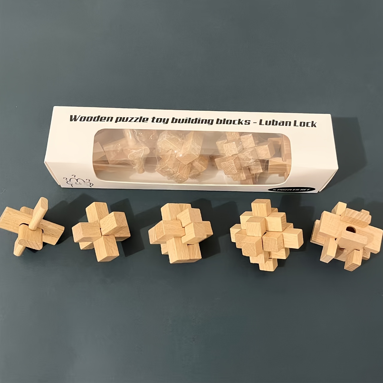 Set Of 5 Natural Wood 3d Puzzle Set - - 3 Difficulty Levels (beginner//advanced) - Challenging Building, Enhances Skills And Problem- , Wooden Tree Puzzle