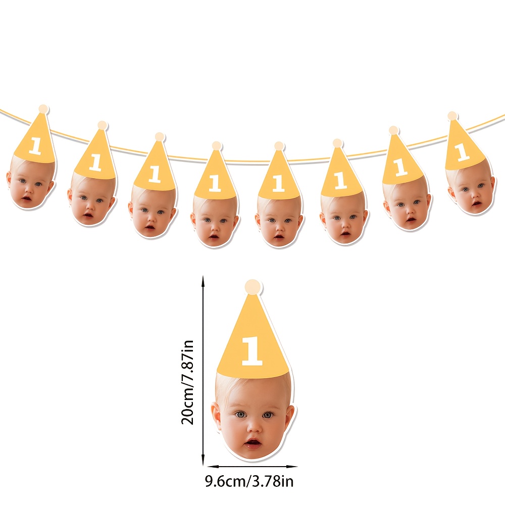 TEMU Op Maat Gemaakte Pastel Verjaardagshoeden en Banners Geschikt voor Alle Leeftijden, Gepersonaliseerde Foto Banners voor Mijlpaal