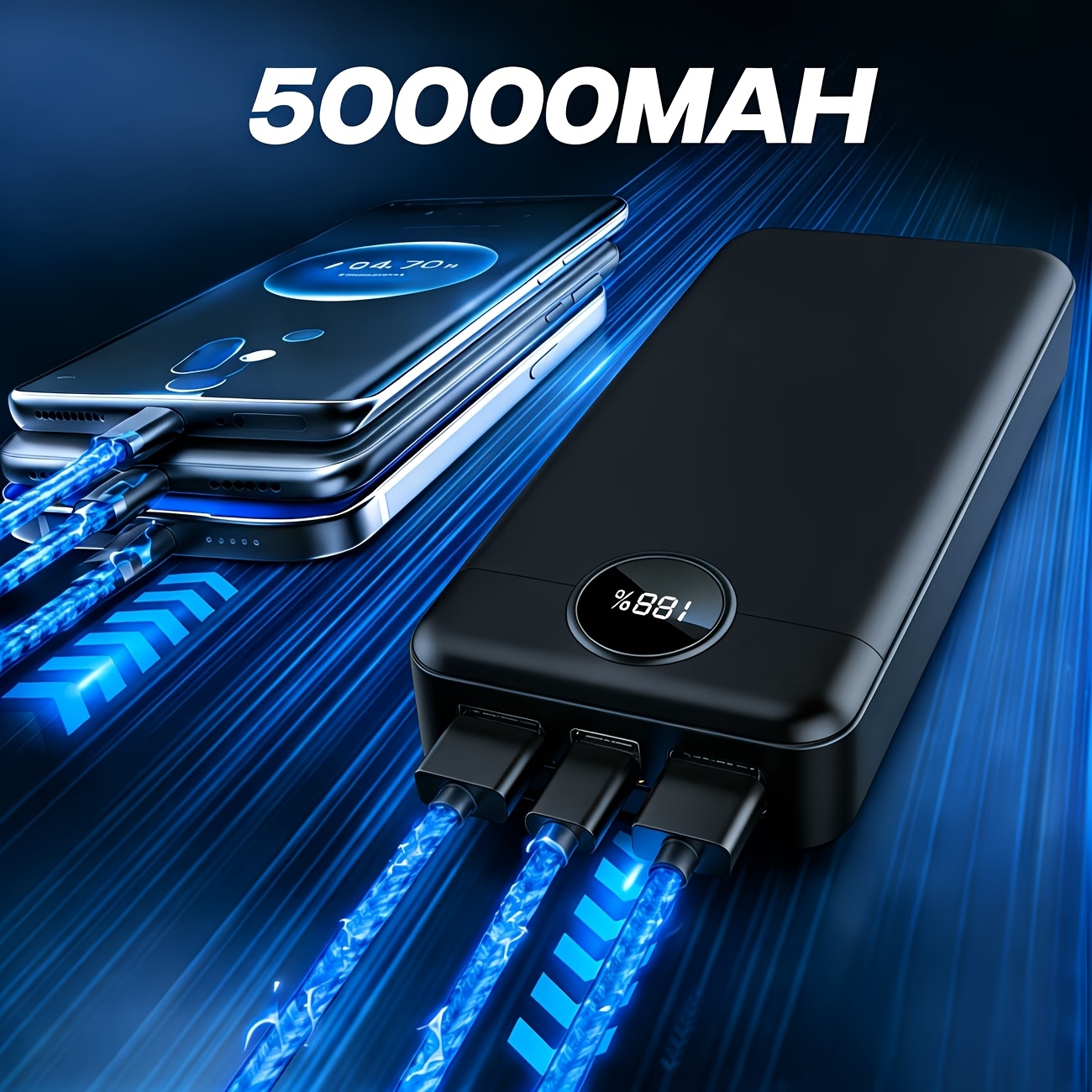 E-shop 120W Super Schnelllade Powerbank 50000mAh, PD3.0 QC4.0 Universelle Kompatibilität, Digitalanzeige Tragbares Ladegerät für Laptops Tablets