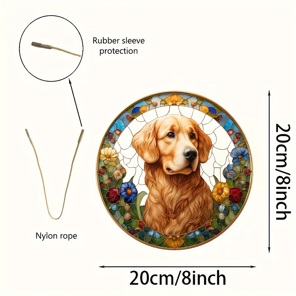 TEMU 2d Flat Sun Catcher, Acrylic Multicolor Sun Catcher, Transparent Hd Printing. 1pc Round Acrylic Sun Catcher With Golden Retriever Pattern, Size