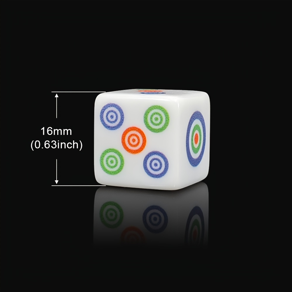 6pcs Set 16mm Acrylic D6 Dice with Colorful Target Circle Pattern