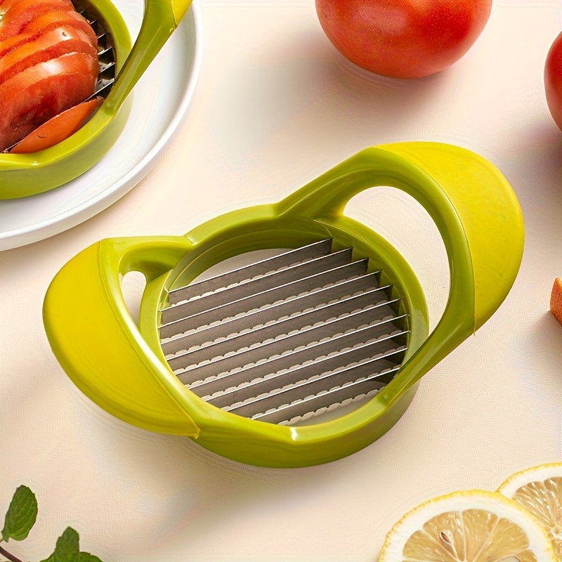 TEMU Manual Fruit And Vegetable Slicer With Ergonomic Yellow Handle, Comfortable Labor- Grip, Slices Tomatoes And Veggies, Solid Compact Build For