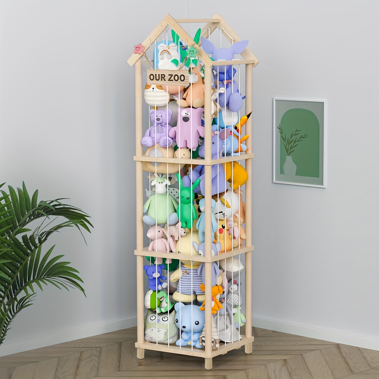 Extra Groer Plschspielzeugkfig | Holz Stofftier Zoo Aufbewahrung, Laser  Zoo Plakette Spielzeug Organizer, Geschenk fr Kinderzimmer Spielzimmer  Kinderzimmer Dekor, Gelbes Holz
