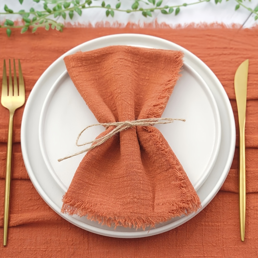 20 Serviettes Coton Gaze 41 Cm - Torchons Dîner Style Rustique - Lavable Machine - Décoration Table - 7