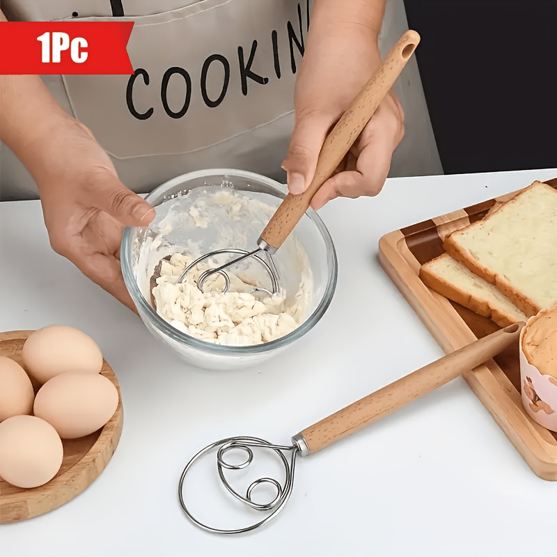 TEMU 1pc Of Stainless Steel Dough Whisk - , Manual Noodle Mixer For Baking And Cooking - A Must-have Kitchen Tool By , Outdoor Cooking Equipment,