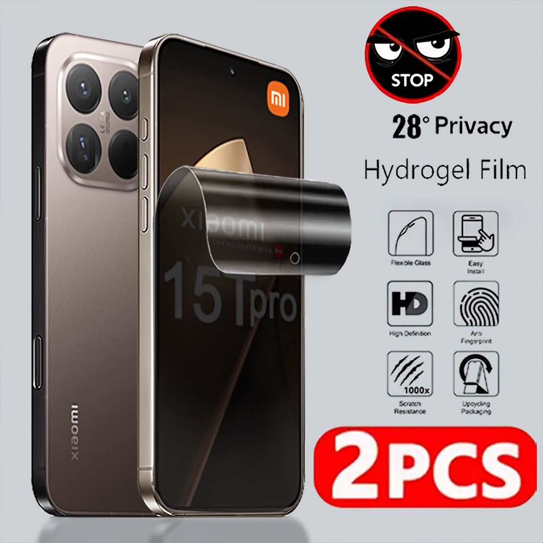 E-shop 2 Stück Privacy Hydrogel Displayschutzfolie (Nicht-Härtesglas) für Xiaomi 15T Pro/Xiaomi 15T/Xiaomi 14T Pro/Xiaomi 14T/Xiaomi 13T Pro/Xiaomi