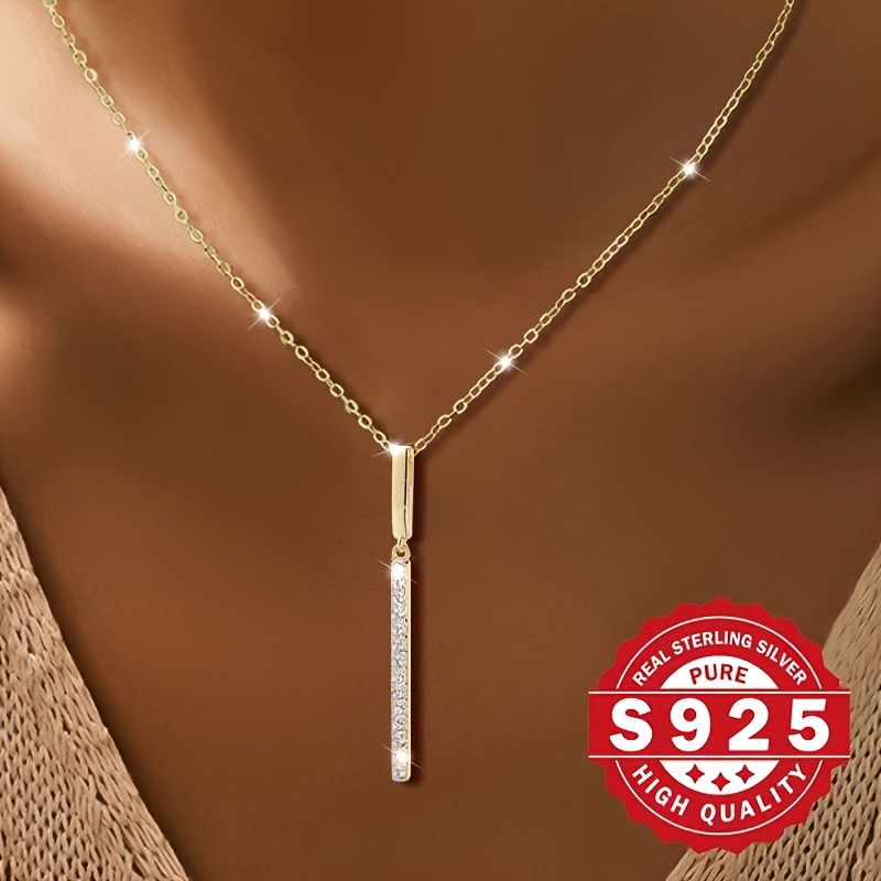 Women's S925 Silver Necklace with Zirconia Inlay