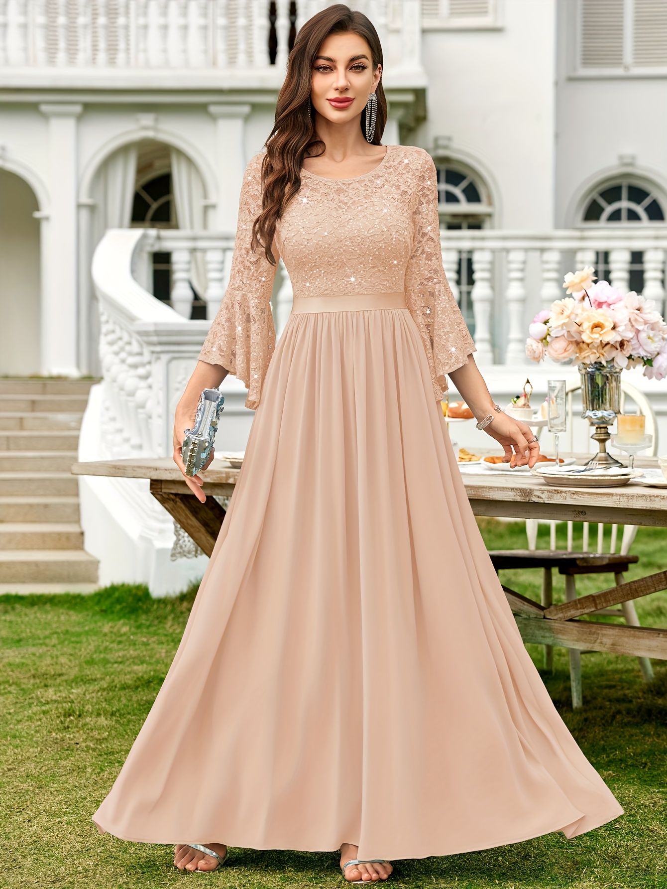 fitted lace wedding dress Amazon.com: Giffniseti Women's Off-Shoulder Floral Print Maxi Dress Flounce  Sleeve Casual Dresses : Clothing, Shoes & Jewelry