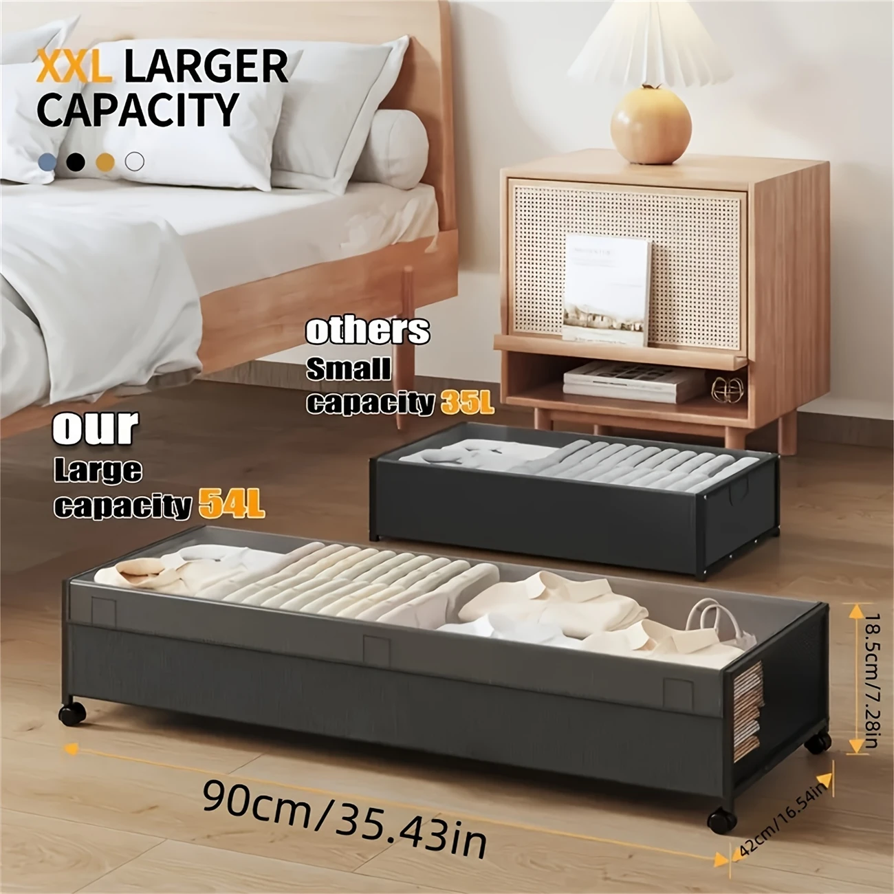 2pcs under bed storage cabinet with wheels transparent visual under bed storage cabinet storage drawer bedroom clothing storage container shoe blanket christmas mothers day gift fathers day gift under bed storage details 3