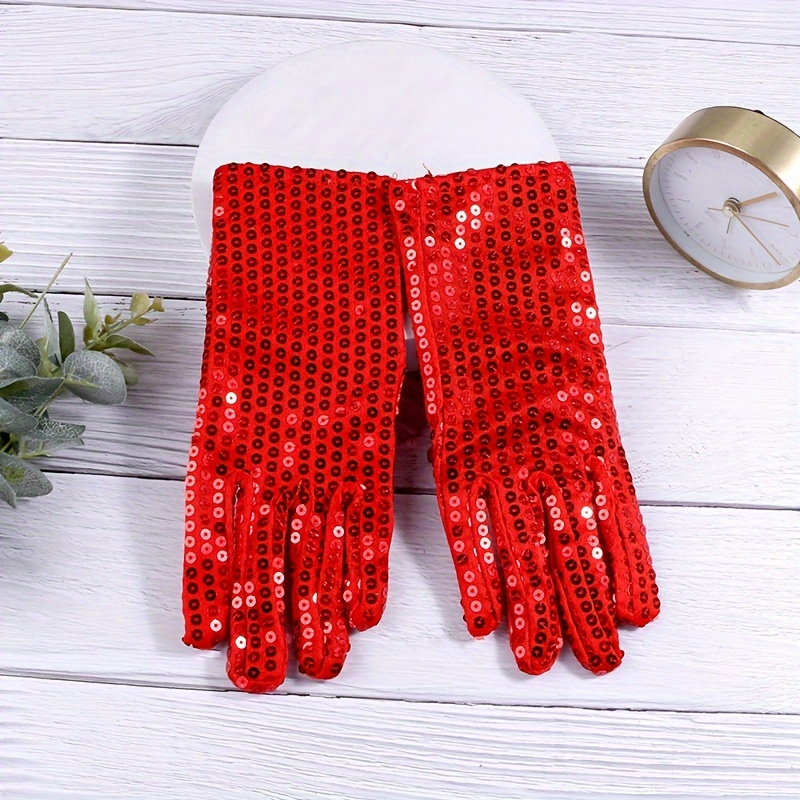 TEMU Gants à paillettes pour adultes, idéaux pour les festivals, les dansantes, les performances en boîte de nuit, les costumées et les ventes à