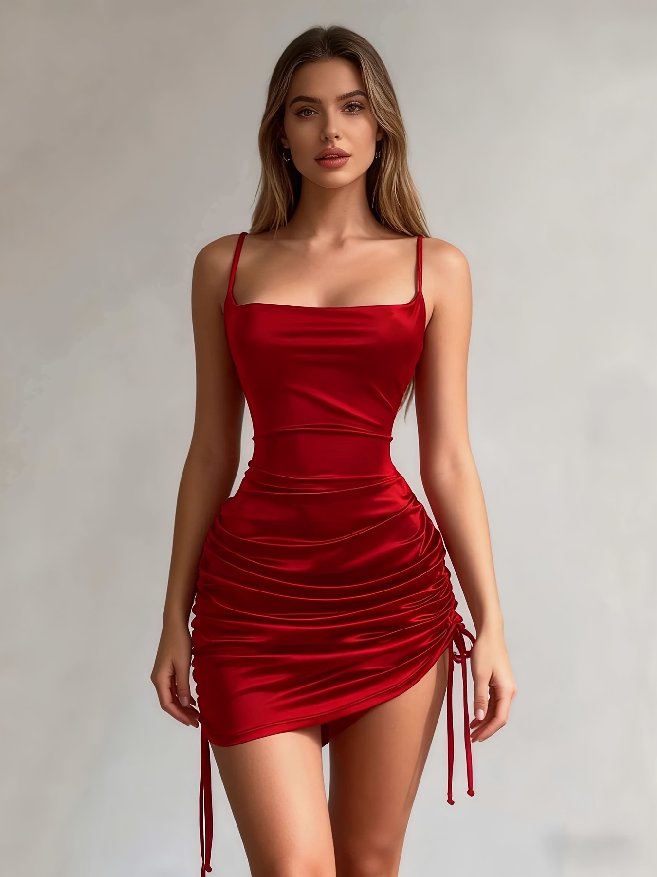 womens new solid color lace up drawstring backless suspender dress fashionable and elegant for parties dates street style cocktail dresses bridesmaid dresses daily wear suitable for   Product details 18