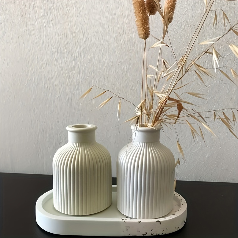 

2pcs Flower Vase Silicone Mold Diy Flower Pot Craft Ornaments Making Plaster Epoxy Resin Casting Molds For Handmade Home Decor