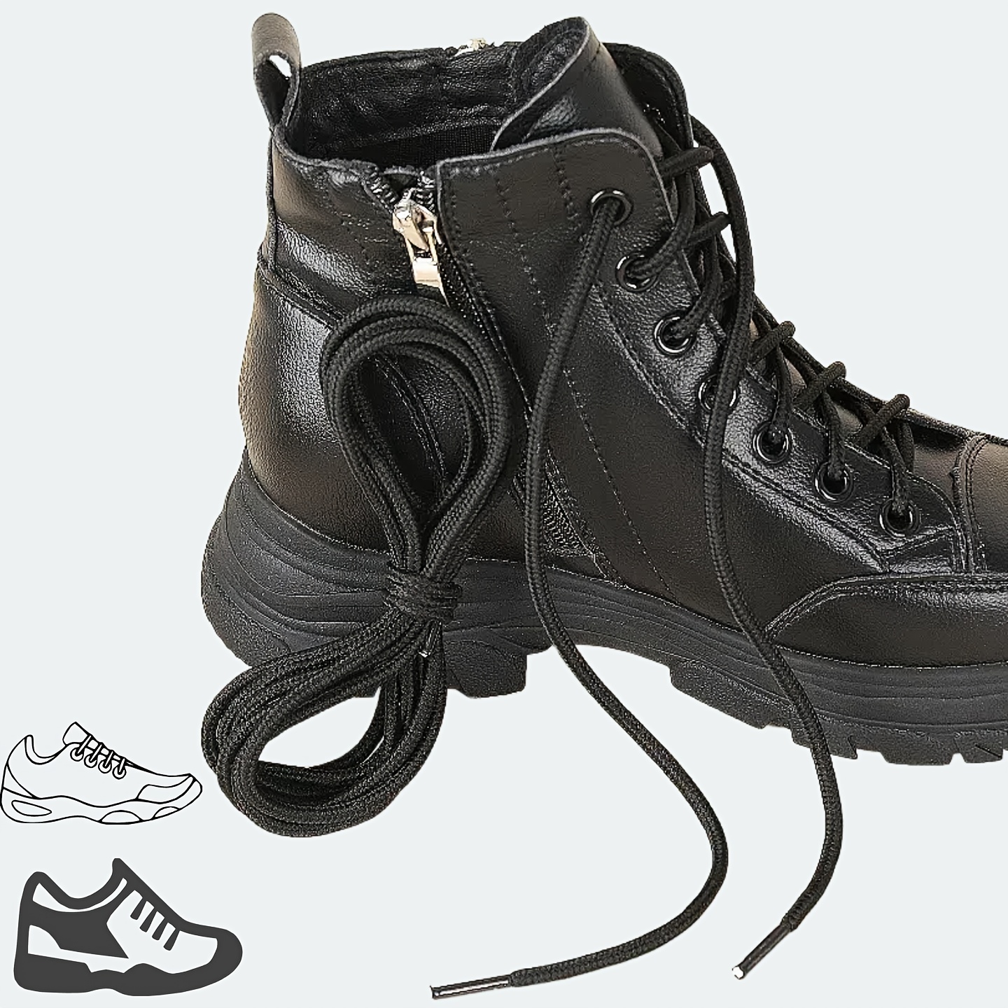 2pcs Heavy-Duty Minimalist Shoelaces Extra-Long Black Boot laces with  Metal eyelets, Heavy-Duty laces for Boots, Sneakers, Work Shoes