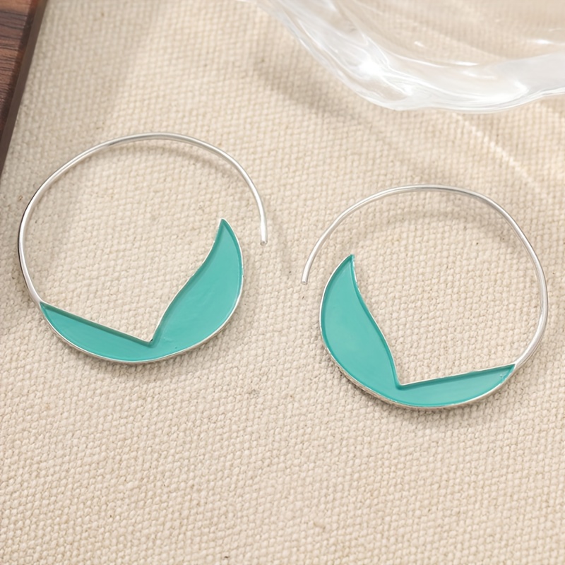 Green Color Semi-circular Drop Earrings For Women Birthday Party Fashion Jewelry