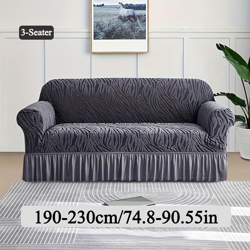 TEMU 1pc Jacquard Universal Sofa Cover, Pet-friendly Elastic Couch Protector, Thick Sofa Slipcover For Living Room And Bedroom - Suitable For