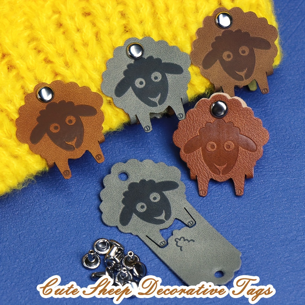 

40pcs Leather Craft Tags - Cute , Knitting, Crochet Diy Artificial Leather Labels For Hats, Scarves, Bags, Baskets, Crafting Tools, Includes Nails For Handmade Sewing - Charms For Craft Labeling