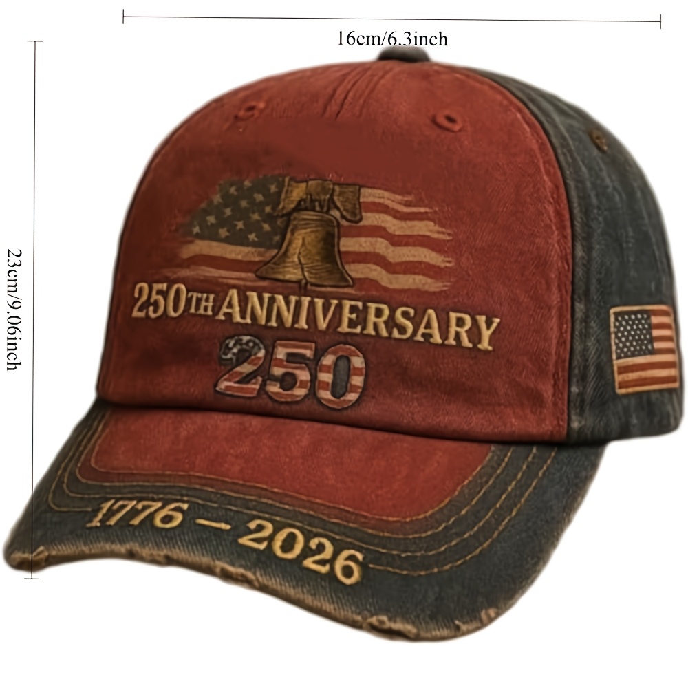 250th Anniversary USA Patriotic Baseball Cap Adjustable Vintage Style Flat Embroidered Hat