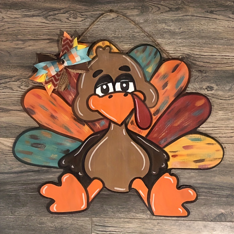 

Vintage Thanksgiving Turkey Door Hanger: Handcrafted Wooden Decoration For Fall And Thanksgiving