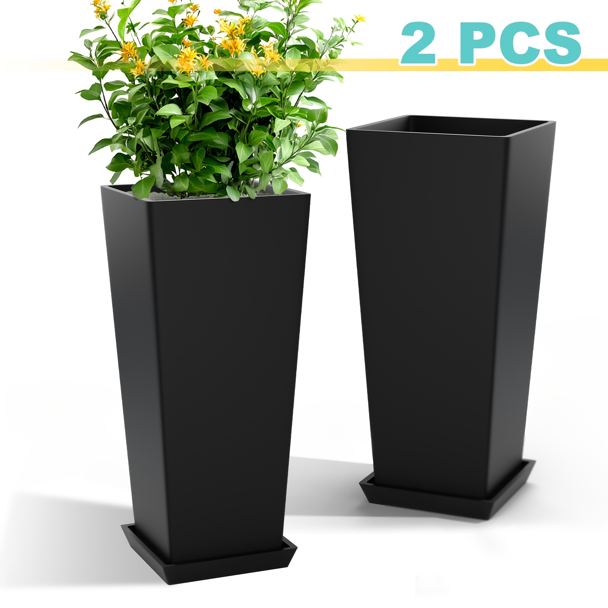 outdoor planter 24 inch tall planters outdoor plants set 2 - Temu
