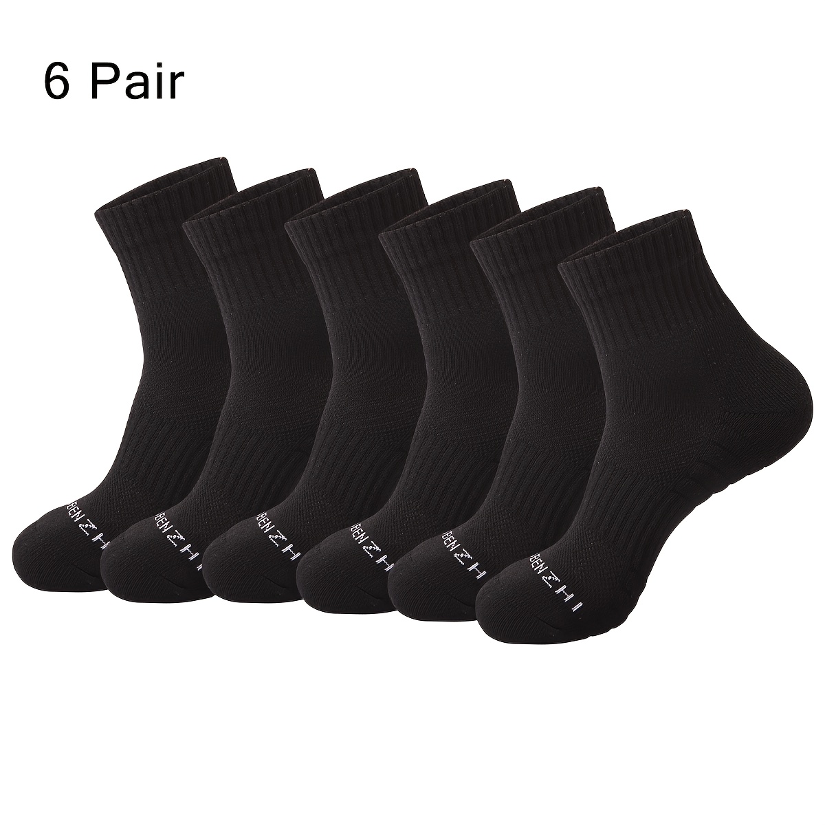 6 Pairs Men's And Women's Athletic Ankle Socks Thickened Soles Cushioned Quarter Running Socks