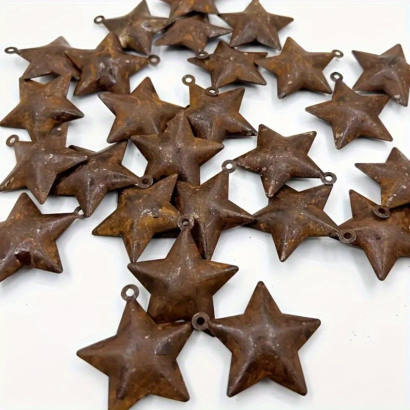 Image of 20pcs Rusty Metal Bells, Small Rusty Stars Metal Craft Stars For Christmas And Decoration, Rusty Stars Hanging Decoration, Farmhouse Rustic Decoration, Christmas Holiday Decoration