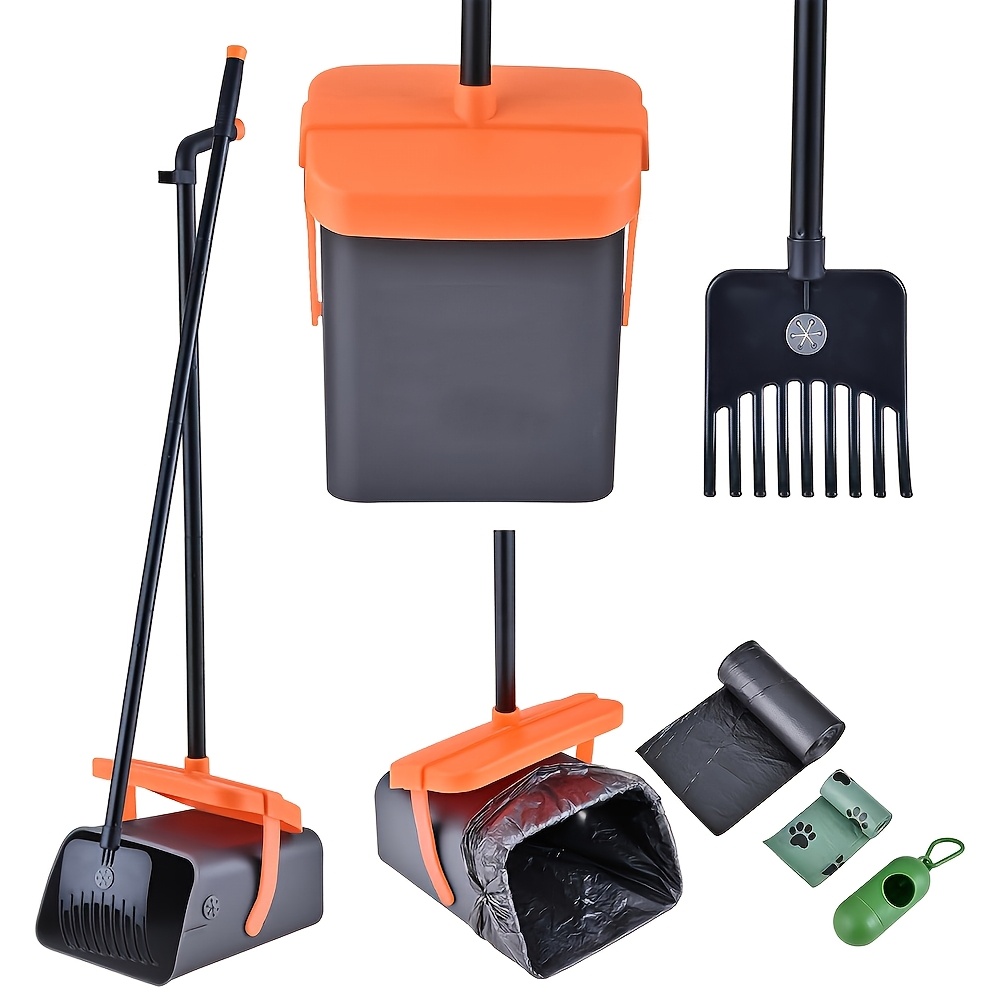 Image of Dog Pooper Scooper Set With 35 Waste Bags & 1 Refillable Dispenser, 46"/41" Adjustable Long Handle Pet Poop Shovel, Heavy Duty Dog Waste Picker For Large Medium Small Dogs, Ideal For Yard Grass Dirt