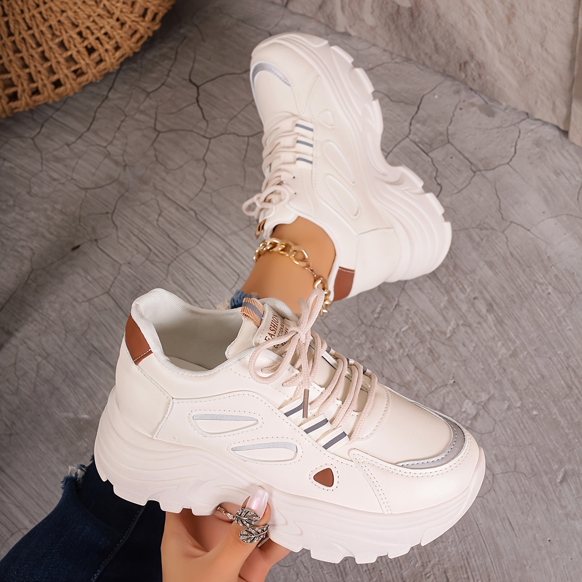 

Women's Trendy Platform Sneakers, Causal Lace Up Outdoor Shoes, Comfortable Low Top Sport Shoes