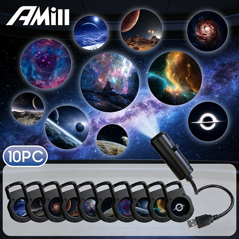 E-shop LED-Galaxie-Projektionslicht, 1 Licht + 10/6/3 Bildwechsel, LED-Galaxien-Projektor, Sternenhimmel-Beleuchtung Nachtlicht,