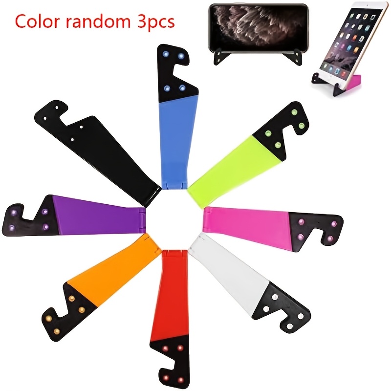 TEMU Random 3pcs Colors Universal Portable Colorful Foldable V-shaped Phone Stand, Desktop Stand Base, Compatible With Ipad, Tablets, E-readers,