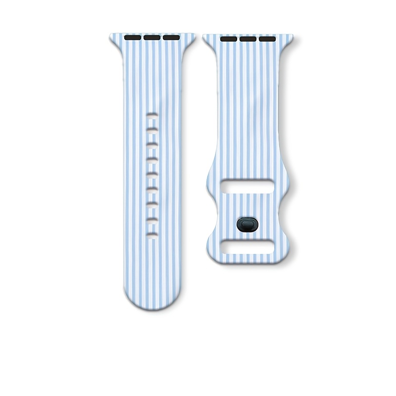 TEMU Bracelet de montre connectée plat 2D | Lot de 1, à rayures fraîches, pour Apple Watch, bracelet de sport de rechange réglable compatible avec