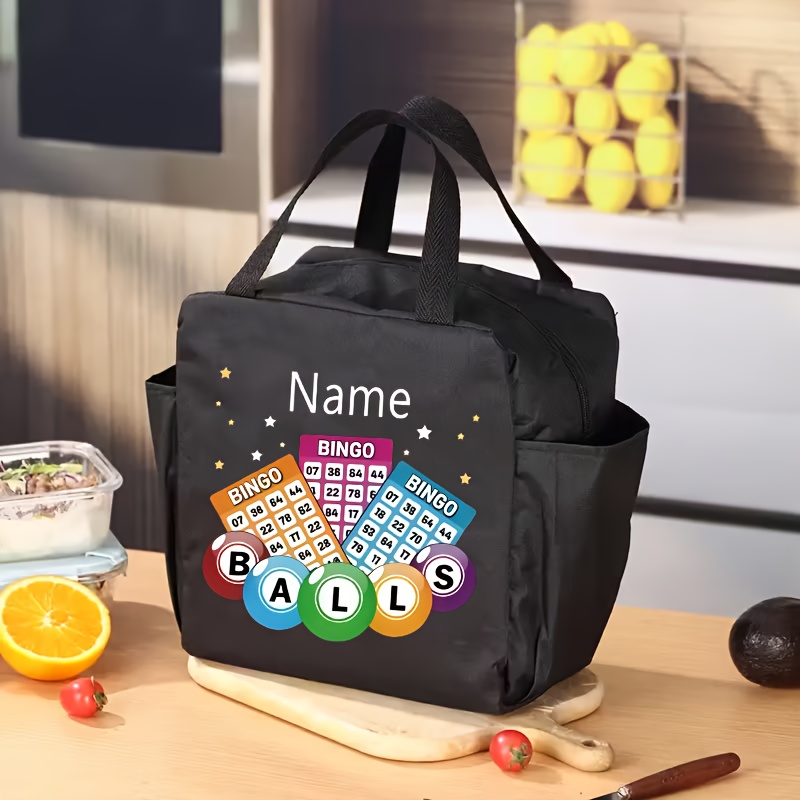 TEMU Personalized Bingo Game Tote Bag - Custom Name Bingo Bag, Women's Handbag, Lightweight Zip Storage Bag Suitable For Men And Women, Perfect For
